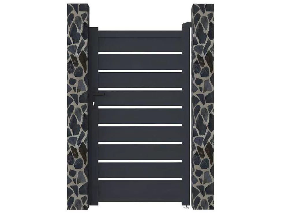 EXPERTLAND Porta De Batente Perfurada Antracite Em Aluminio De C100 X A176 Cm - Primo* Porta E Portão