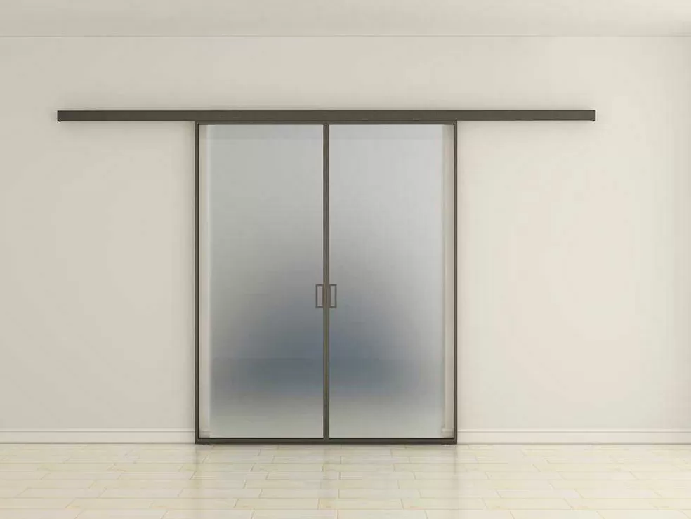 Vente-unique Porta De Correr Com Aplique Linci - A. 205 Cm X L. 83 Cm - Vidro Temperado* Porta De Correr