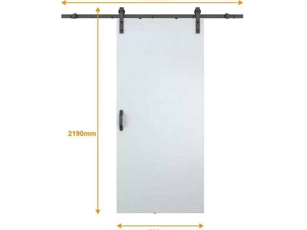 Vente-unique Porta De Correr Com Aplique Varin - A. 205 Cm X L. 83 Cm - Mdf + Pvc Branco* Porta De Correr