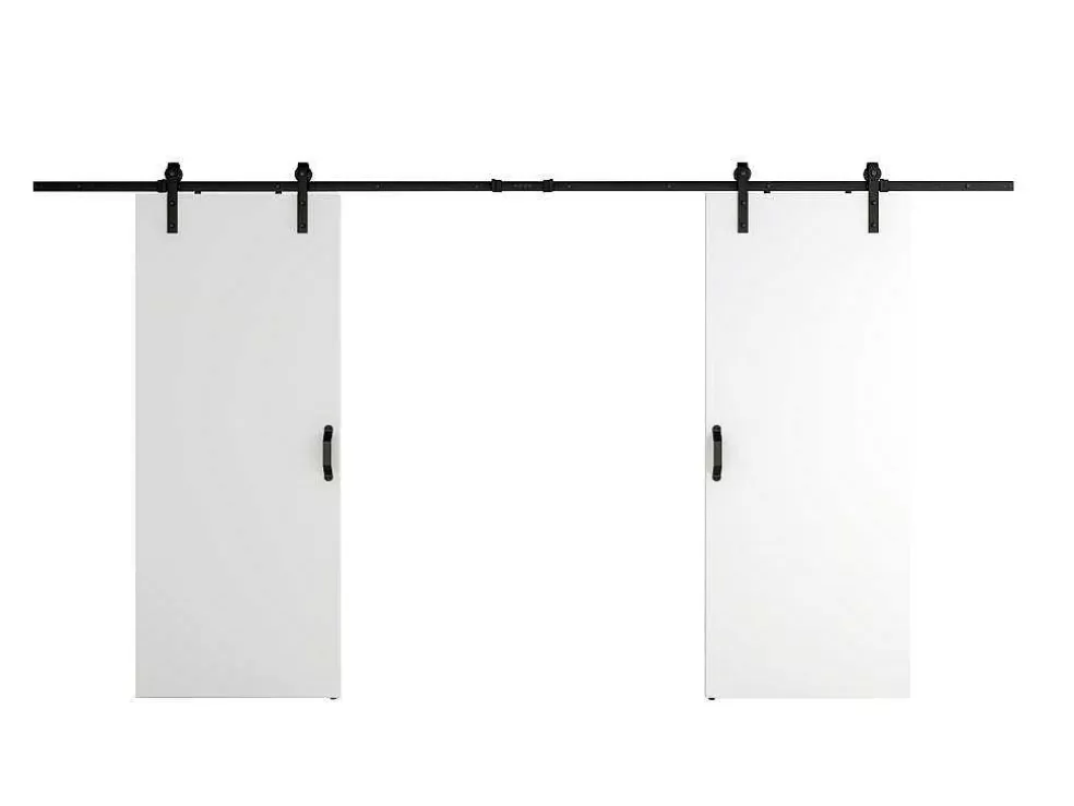 Vente-unique Porta De Correr Dupla Em Aplique, 2 X A205 X L83 Cm, Mdf E Pvc Branco - Varin* Porta De Correr