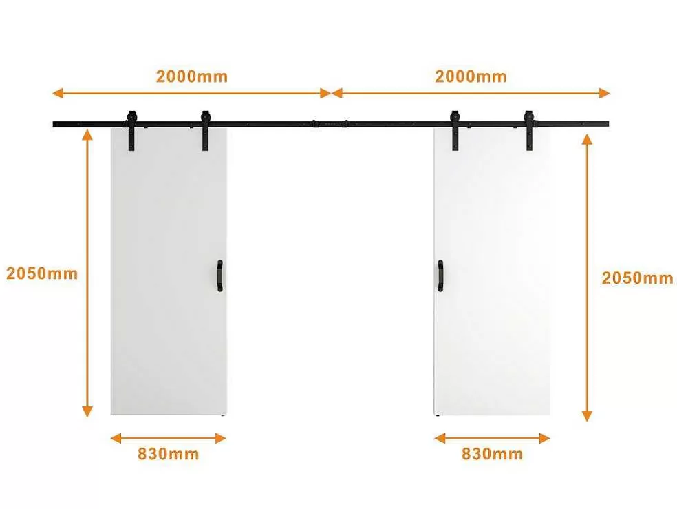 Vente-unique Porta De Correr Dupla Em Aplique, 2 X A205 X L83 Cm, Mdf E Pvc Branco - Varin* Porta De Correr