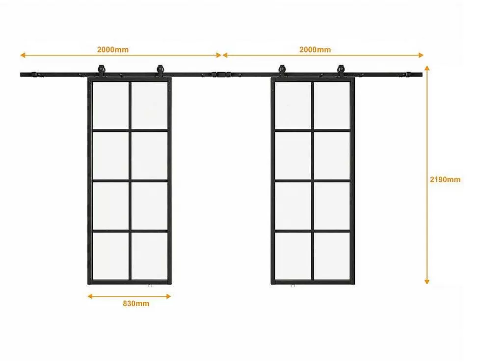 Vente-unique Porta De Correr Dupla Em Aplique Em Aluminio E Vidro Temperado Fosco - 2 X A205 X L83 Cm - Wilden* Porta De Correr