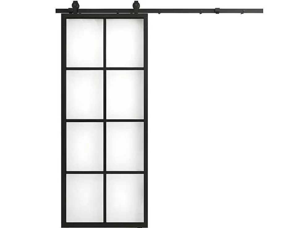 Vente-unique Porta De Correr Em Aplique A205 Cm X C83 Cm Em Aluminio E Vidro Temperado - Wilden* Porta De Correr