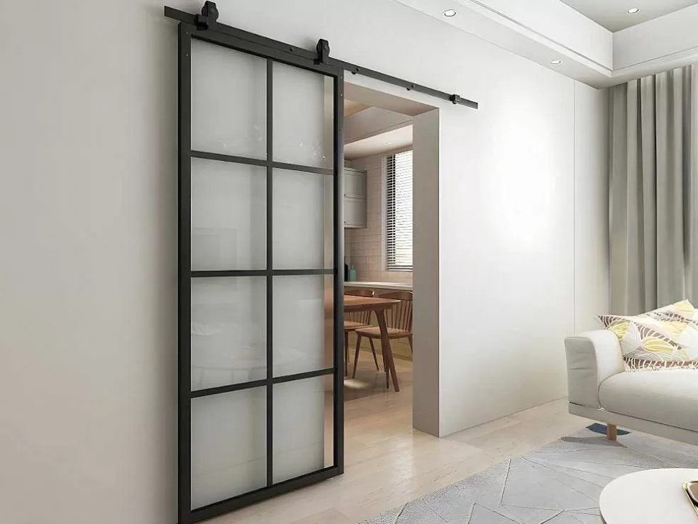 Vente-unique Porta De Correr Em Aplique A205 Cm X C83 Cm Em Aluminio E Vidro Temperado - Wilden* Porta De Correr
