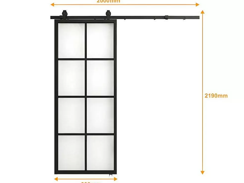 Vente-unique Porta De Correr Em Aplique A205 Cm X C83 Cm Em Aluminio E Vidro Temperado - Wilden* Porta De Correr