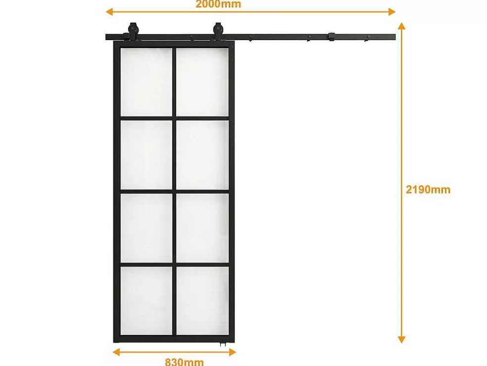 Vente-unique Porta De Correr Em Aplique A205 X L83 Cm Aluminio E Vidro Temperado Transparente - Wilden* Porta De Correr