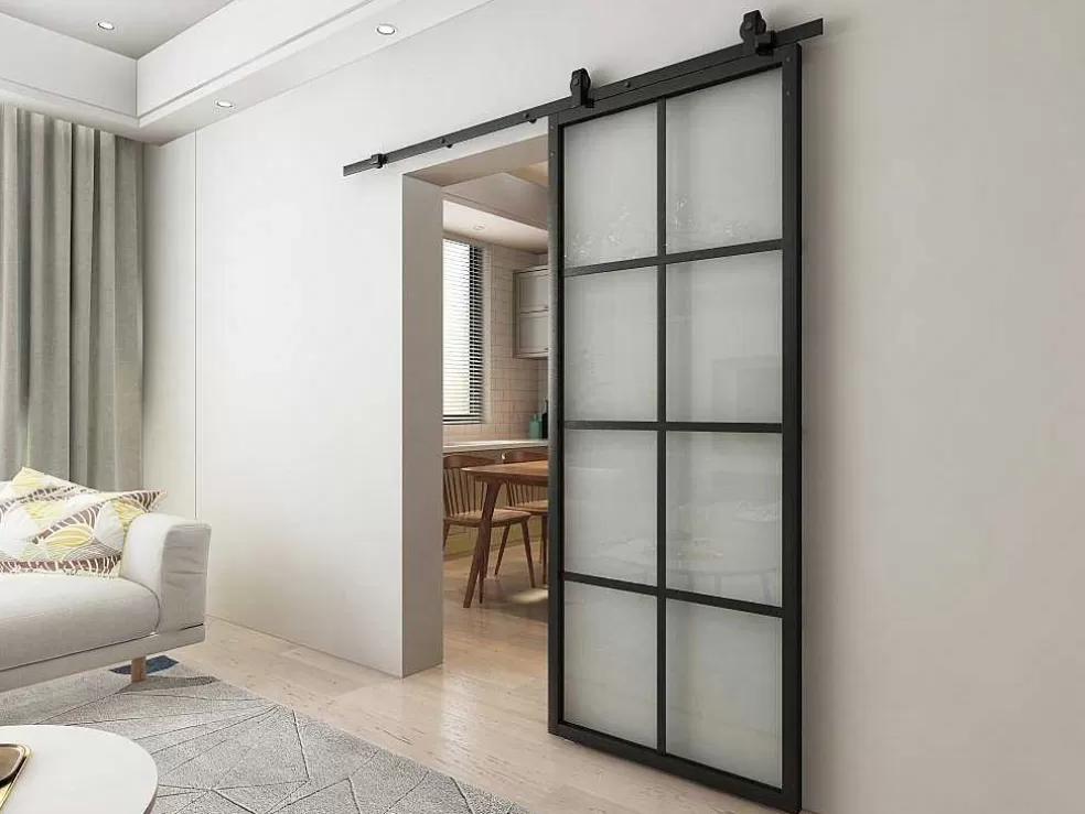 Vente-unique Porta De Correr Em Aplique A205 X L83 Cm Aluminio E Vidro Temperado Transparente - Wilden* Porta De Correr