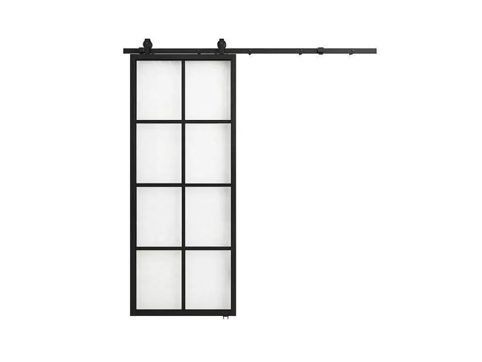 Vente-unique Porta De Correr Em Aplique A205 X L83 Cm Aluminio E Vidro Temperado Transparente - Wilden* Porta De Correr