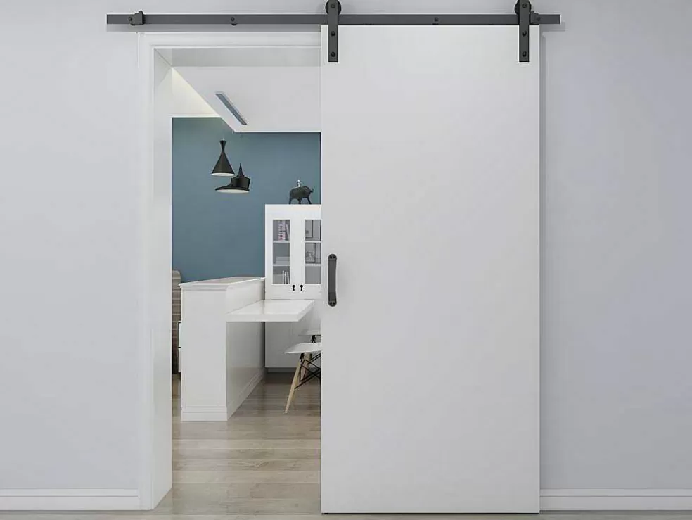 Vente-unique Porta De Correr Em Aplique A205Cm X C93Cm Mdf + Pvc Branco - Varin* Porta De Correr