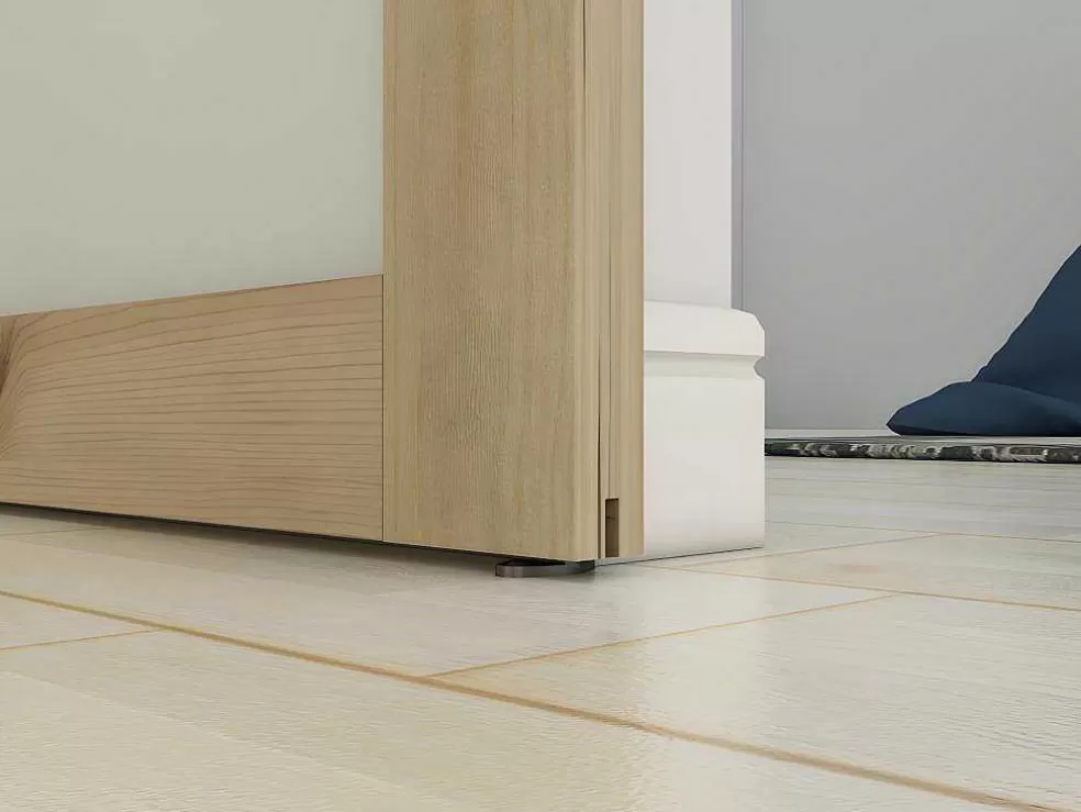 Vente-unique Porta De Correr Em Aplique Com 3 Vidros De A205 X C93 Cm Em Mdf Cor Madeira Natural - Acosta* Porta De Correr