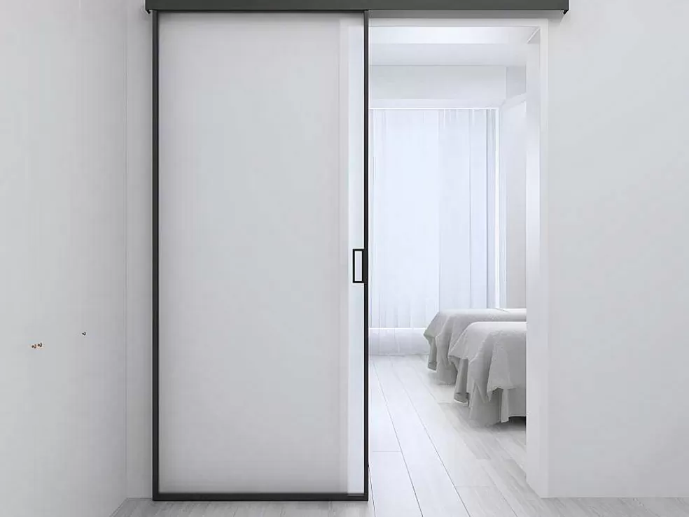 Vente-unique Porta De Correr Em Aplique E Vidro Temperado Fosco A205 X L 73 Cm - Linci* Porta De Correr
