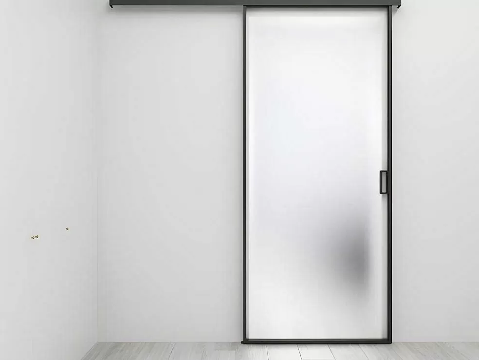 Vente-unique Porta De Correr Em Aplique E Vidro Temperado Fosco A205 X L 73 Cm - Linci* Porta De Correr
