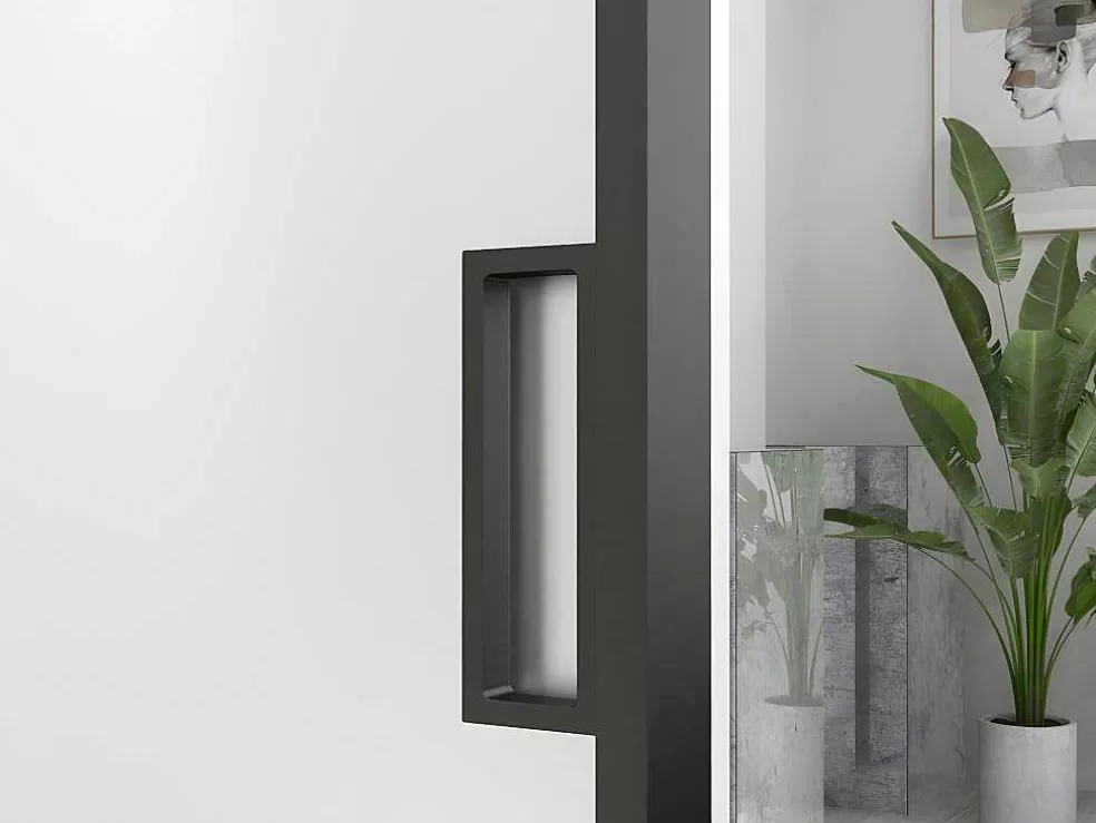 Vente-unique Porta De Correr Em Aplique E Vidro Temperado Fosco A205 X L 73 Cm - Linci* Porta De Correr