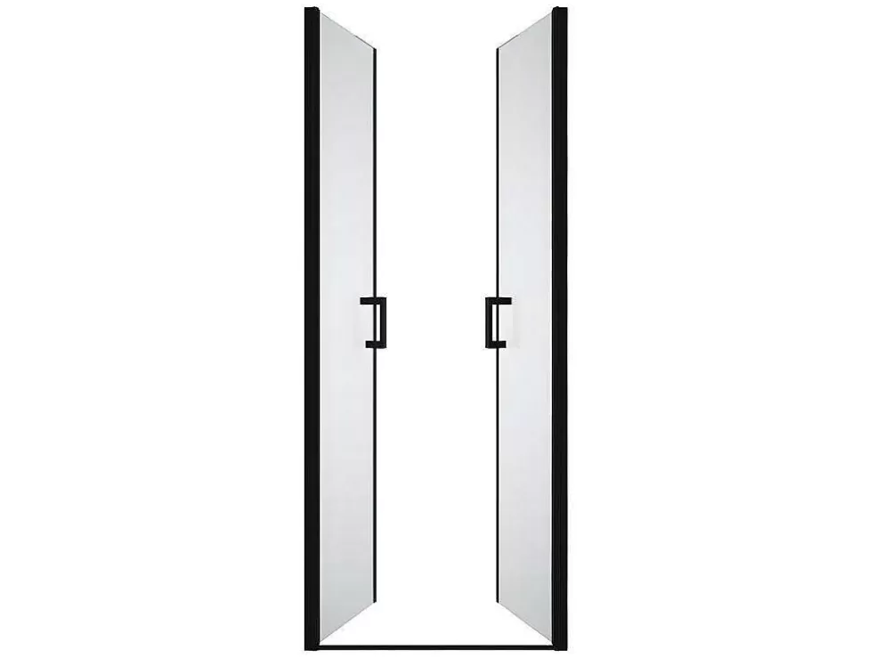 Shower & Design Porta De Duche De Batente 80 X 195 Cm Preto Mate Vidro Temperado - Sarasota* Painel De Duche