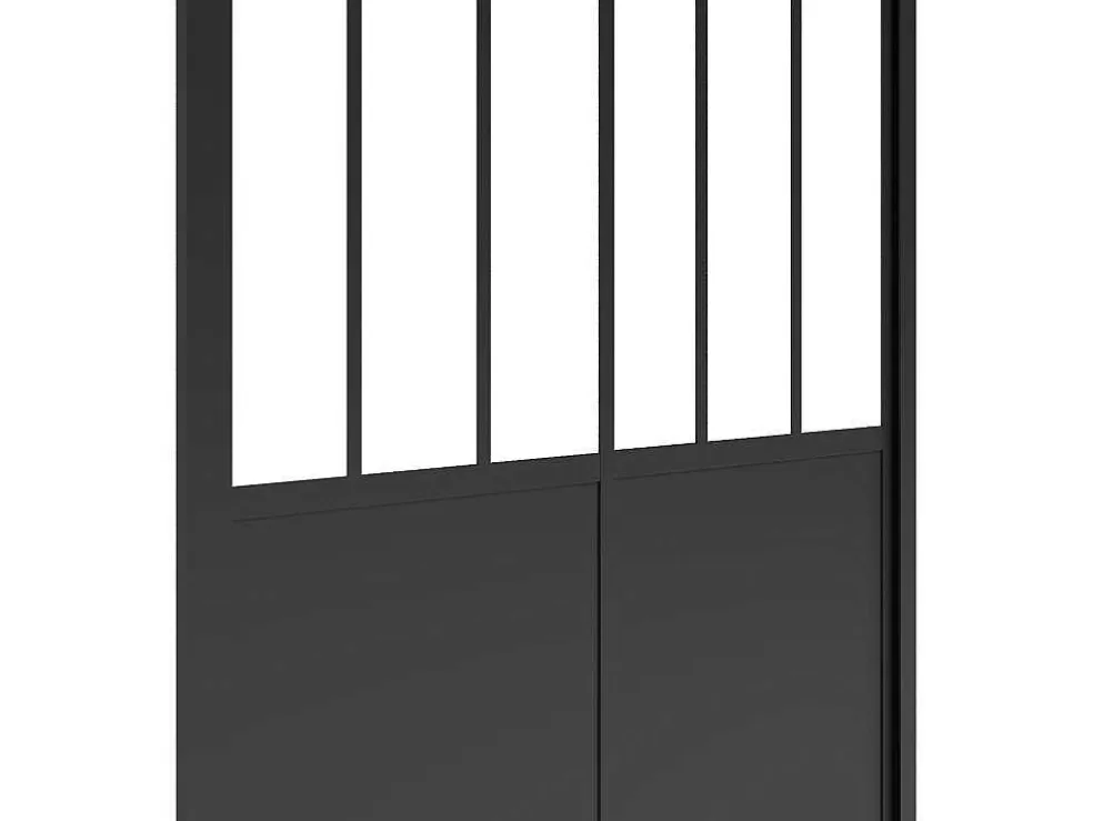 Shower & Design Porta De Duche De Correr Preto Mate Estilo Atelier 100 X 195 Cm - Urbanik* Painel De Duche