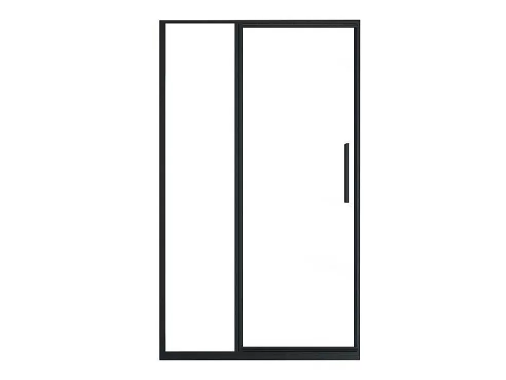 Shower & Design Porta De Duche Giratoria Preto Mate Estilo Industrial 120X195 Cm - Toroni* Painel De Duche