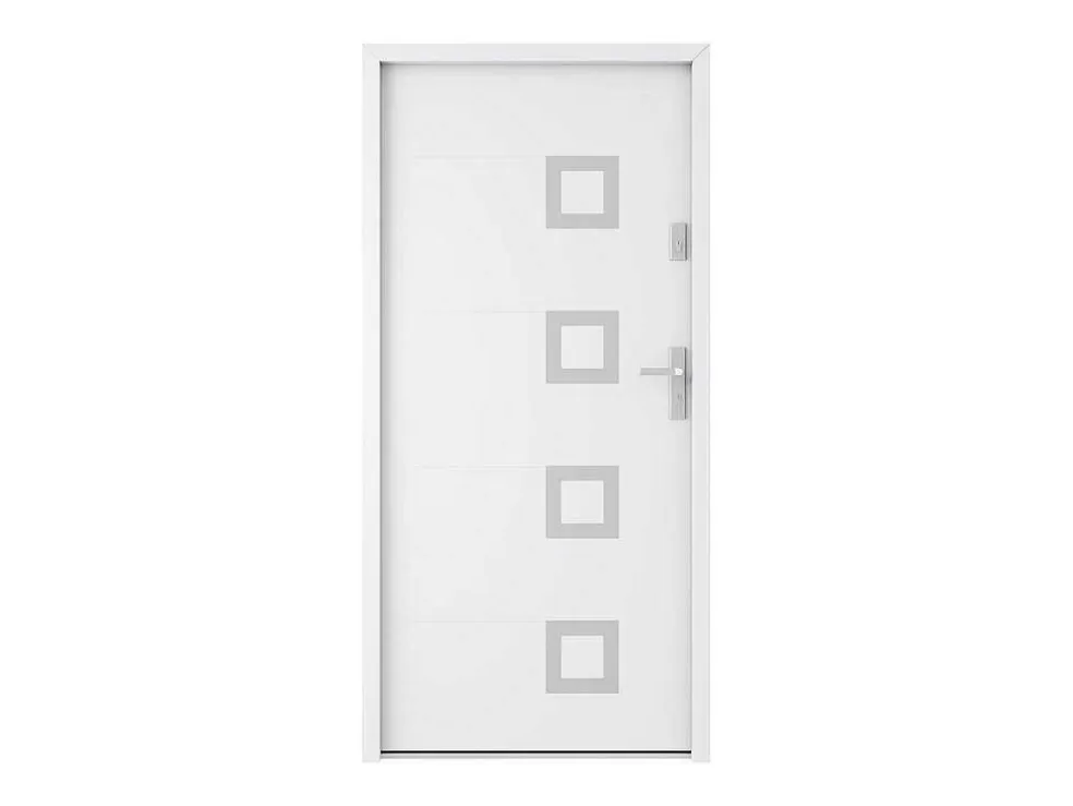 Vente-unique Porta De Entrada Aco Macico E Inox A207 X L100 Cm Branca, Abertura Para A Esquerda - Tifana* Porta De Entrada