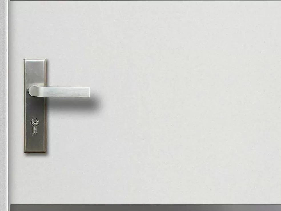 Vente-unique Porta De Entrada Em Aco E Inox A207 X L100 Cm Branco, Abertura Para A Direita - Naxara* Porta De Entrada