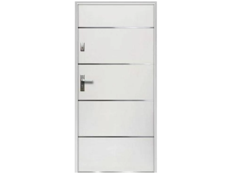 Vente-unique Porta De Entrada Em Aco E Inox A207 X L100 Cm Branco, Abertura Para A Direita - Naxara* Porta De Entrada
