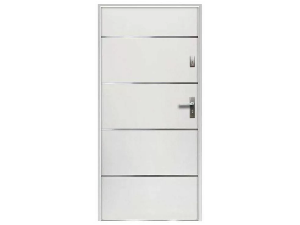 Vente-unique Porta De Entrada Em Aco E Inox A207 X L100 Cm Branco, Abertura Para A Esquerda - Naxara* Porta De Entrada