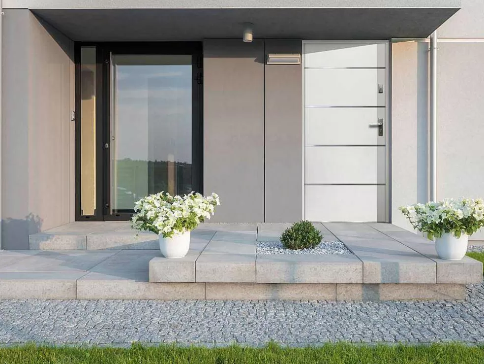 Vente-unique Porta De Entrada Em Aco E Inox A207 X L100 Cm Branco, Abertura Para A Esquerda - Naxara* Porta De Entrada