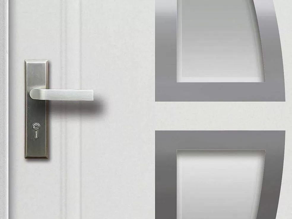 Vente-unique Porta De Entrada Em Aco Envidracado Com Inox A207 X L100 Cm Branco, Abertura Para A Direita - Covas* Porta De Entrada
