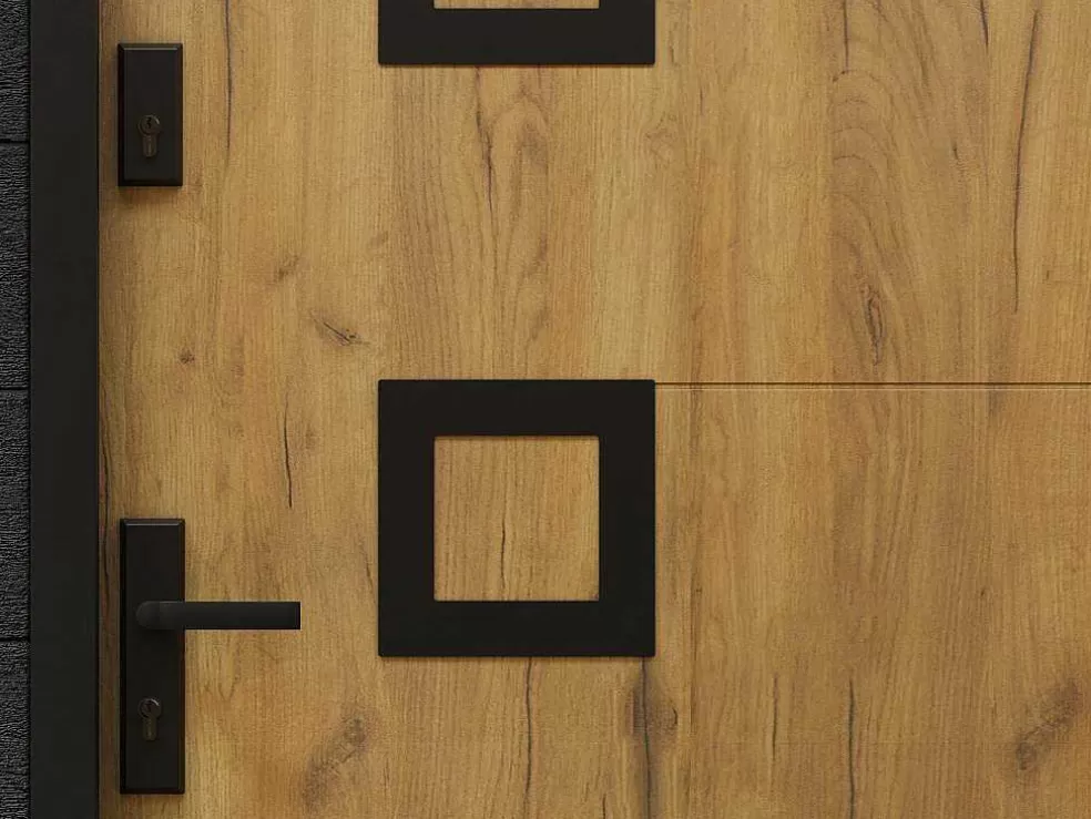 Vente-unique Porta De Entrada Em Aco Inox A207Xl100 Cm Efeito Carvalho, Abertura Para A Direita - Tifana* Porta De Entrada