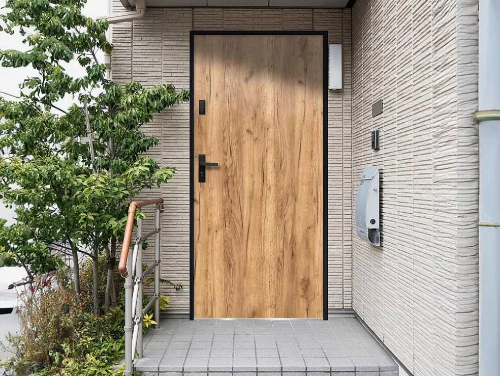 Vente-unique Porta De Entrada Em Aco Macico A207 X L100 Cm Efeito Carvalho, Abertura Para A Direita - Agueda* Porta De Entrada