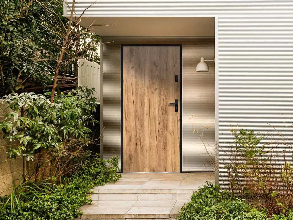 Vente-unique Porta De Entrada Em Aco Macico A207 X L100 Cm Efeito Carvalho, Abertura Para A Esquerda - Agueda* Porta De Entrada