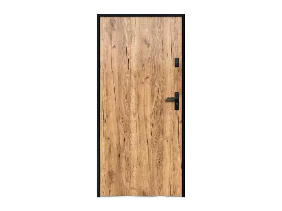 Vente-unique Porta De Entrada Em Aco Macico A207 X L100 Cm Efeito Carvalho, Abertura Para A Esquerda - Agueda* Porta De Entrada