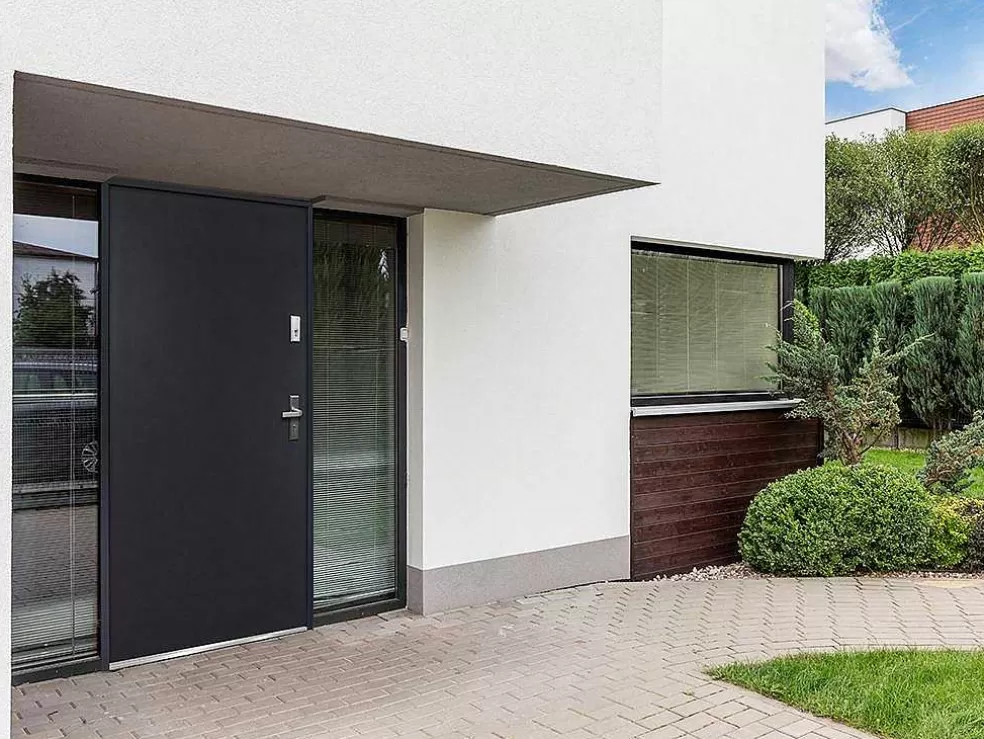 Vente-unique Porta De Entrada Em Aco Macico De A.207 X L.100 Cm Cor Antracite Com Abertura Para A Esquerda - Agueda* Porta De Entrada