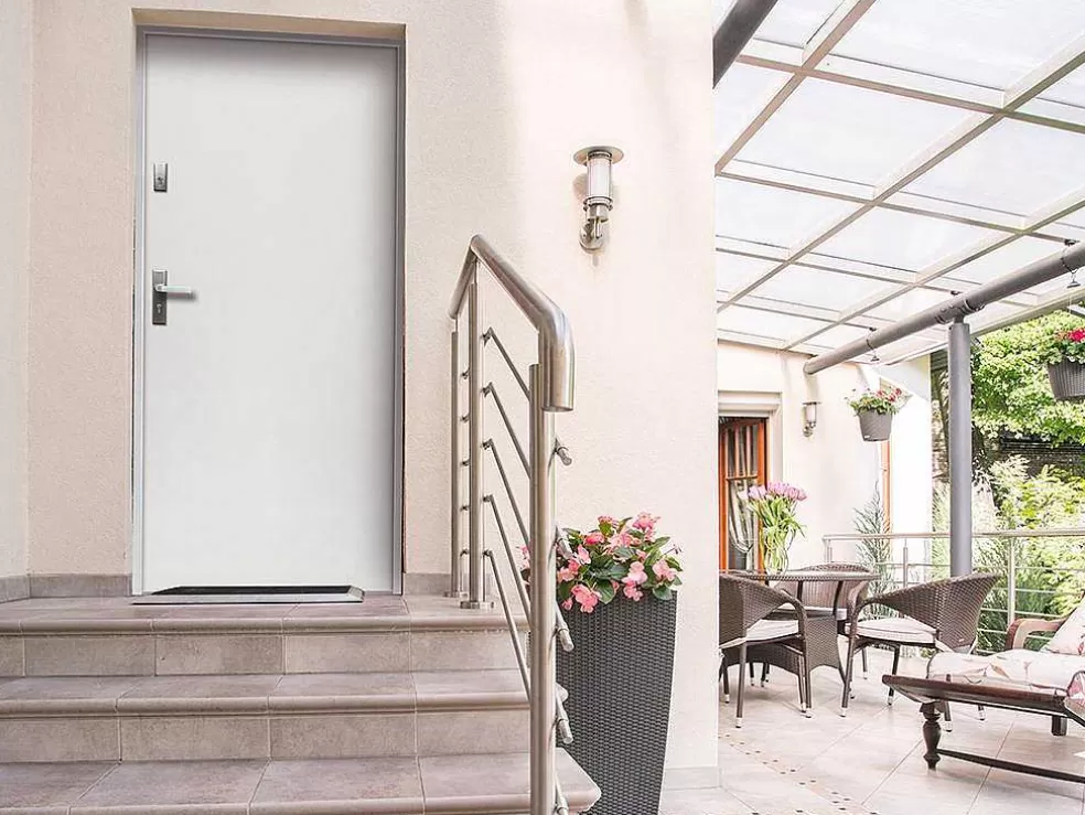Vente-unique Porta De Entrada Em Aco Macico De A.207 X L.100 Cm Cor Branco Com Abertura Para A Direita - Agueda* Porta De Entrada