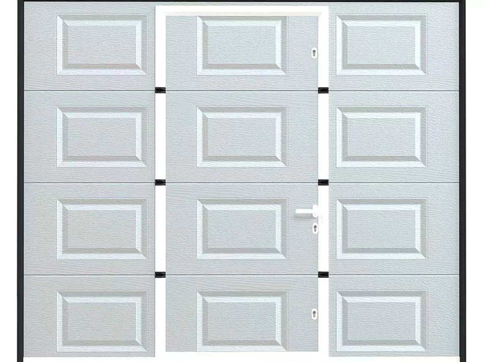 Somfy Porta De Garagem Seccionada Com Motor Com Padrao Quadriculado E Porta Central Branco - Caopas* Porta De Garagem