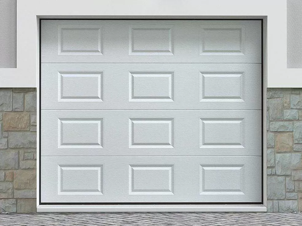 Somfy Porta De Garagem Seccionada Com Padrao Quadriculado Branco Com Motor - Caopas* Porta De Garagem