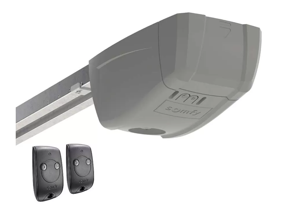 Somfy Porta De Garagem Seccionada Com Padrao Quadriculado Branco Com Motor - Caopas* Porta De Garagem