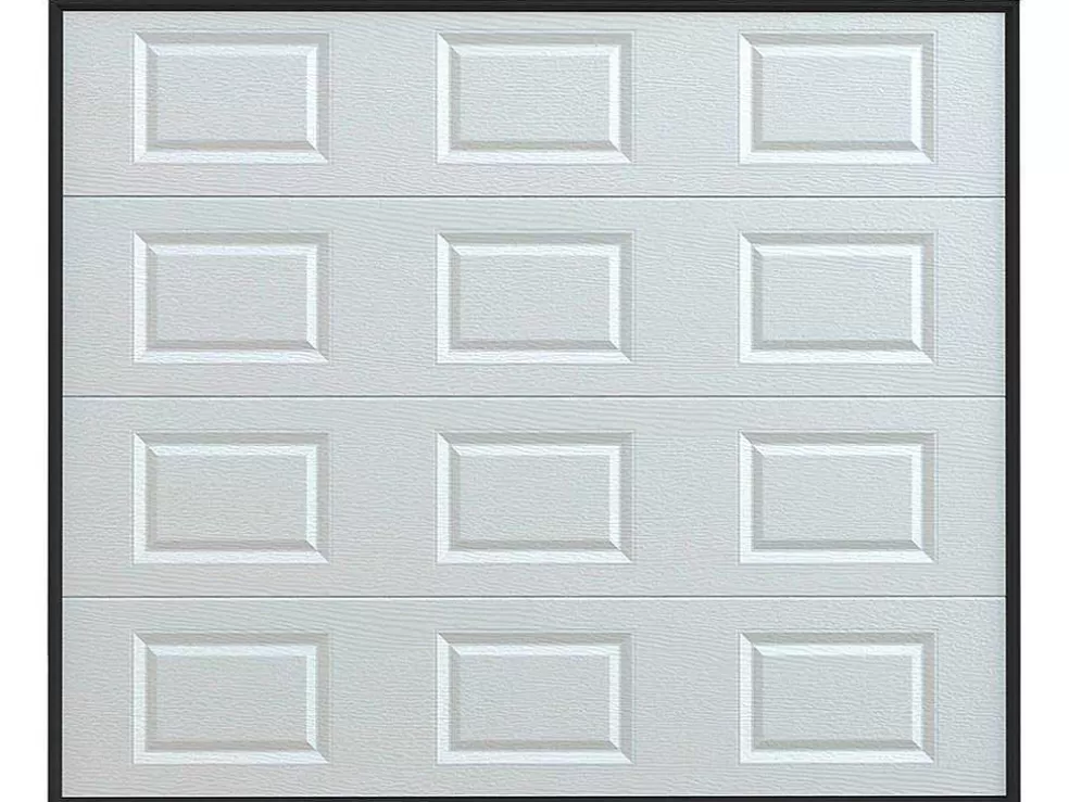 Vente-unique Porta De Garagem Seccionada Com Padrao Quadriculado Branco Motorizado - Caopas* Porta De Garagem