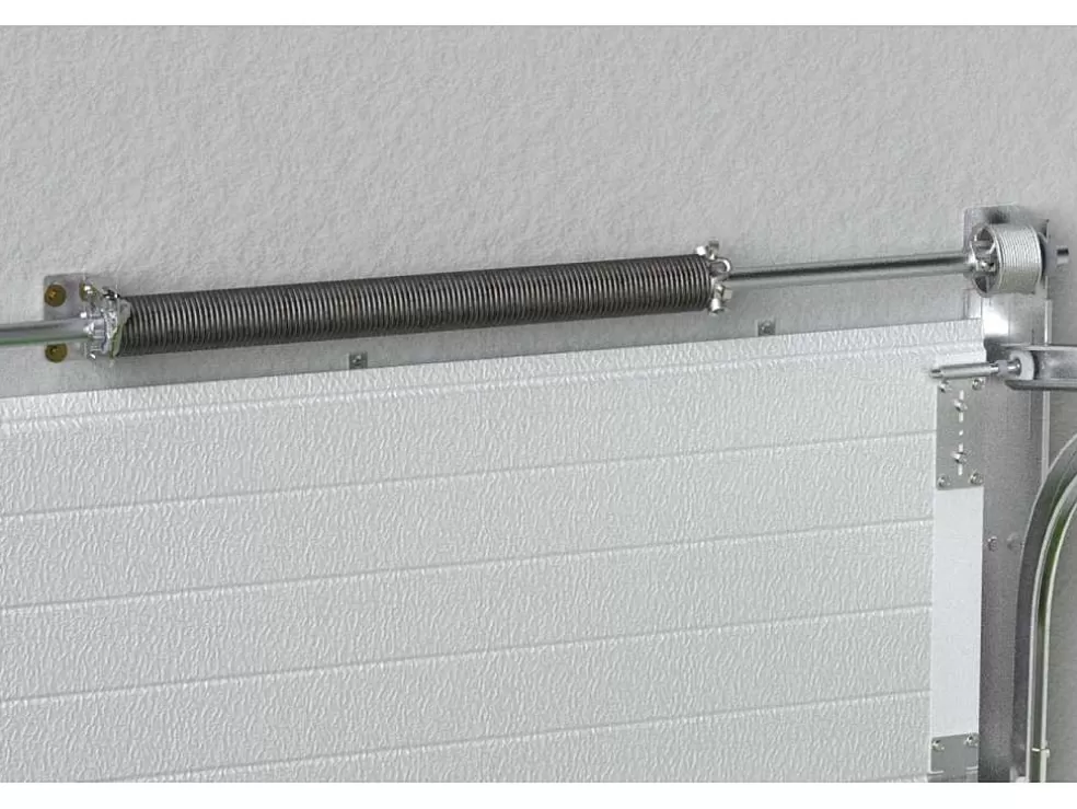 Vente-unique Porta De Garagem Seccionada Efeito Ranhurado Branco Motorizada - Noria* Porta De Garagem