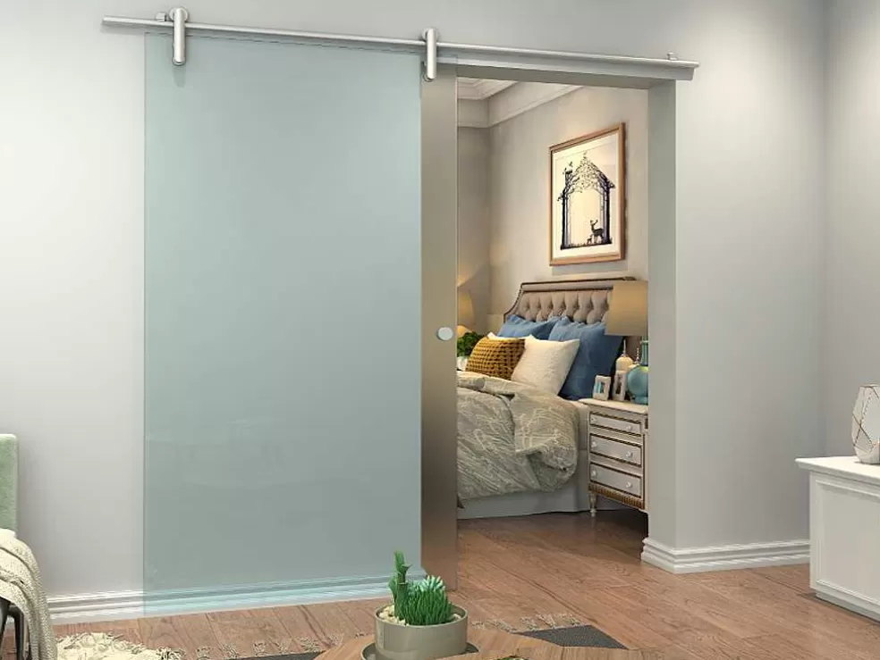 Vente-unique Porta Deslizante Suspensa Cleaver - A205 X C93 Cm - Vidro Temperado* Porta De Correr