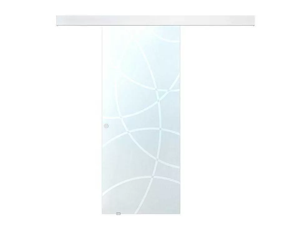 Vente-unique Porta Deslizante Suspensa Heidi - A 205 X C 73 Cm - Vidro Temperado* Porta De Correr