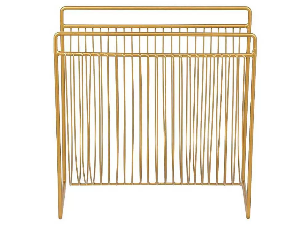 OZAIA Porta-Revistas Filiforme C.36 X L.23 X A.33 Cm, Metal Dourado - Poliara* Acessórios De Arrumação