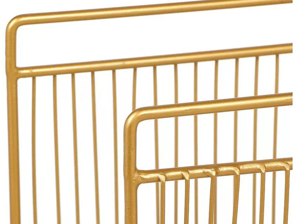 OZAIA Porta-Revistas Filiforme C.36 X L.23 X A.33 Cm, Metal Dourado - Poliara* Acessórios De Arrumação
