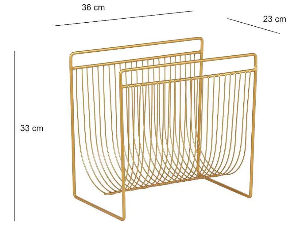 OZAIA Porta-Revistas Filiforme C.36 X L.23 X A.33 Cm, Metal Dourado - Poliara* Acessórios De Arrumação
