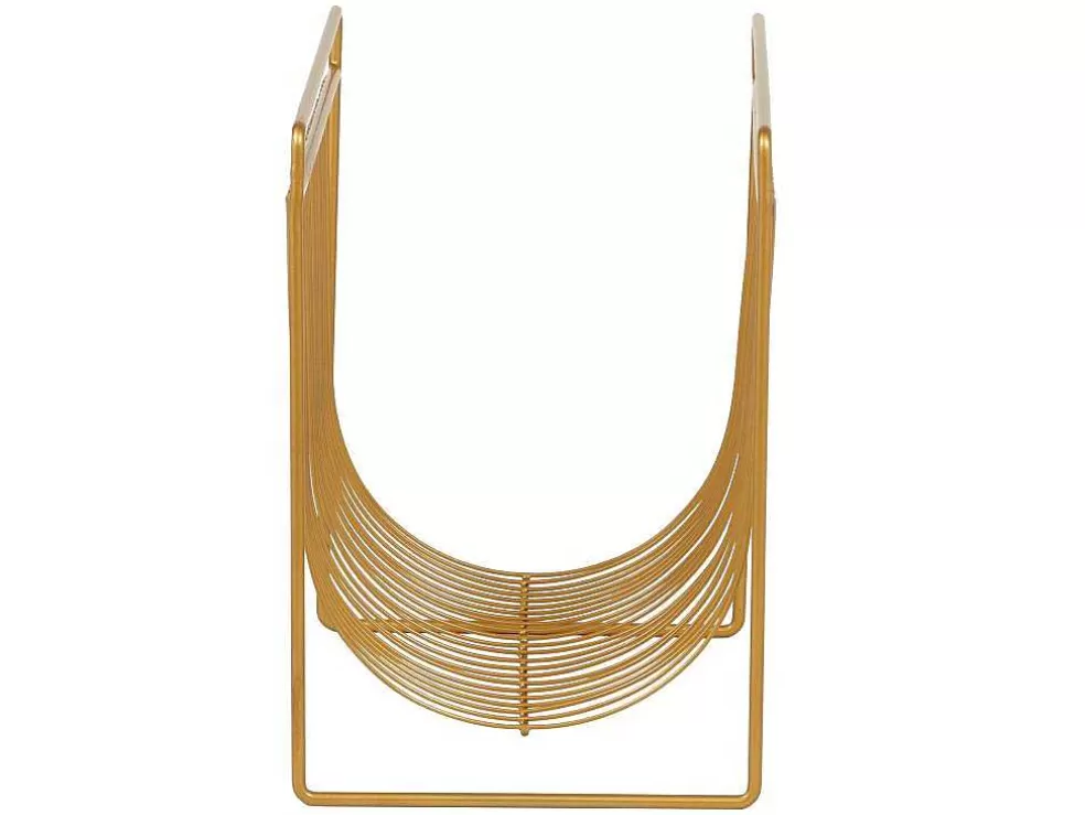 OZAIA Porta-Revistas Filiforme C.36 X L.23 X A.33 Cm, Metal Dourado - Poliara* Acessórios De Arrumação