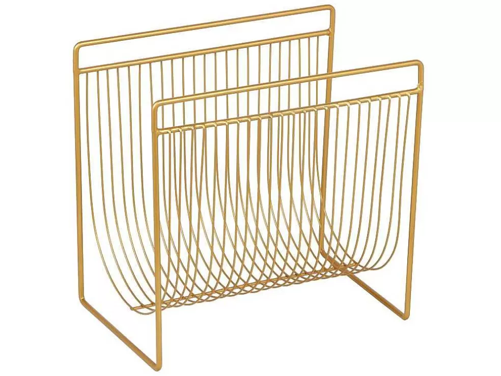 OZAIA Porta-Revistas Filiforme C.36 X L.23 X A.33 Cm, Metal Dourado - Poliara* Acessórios De Arrumação