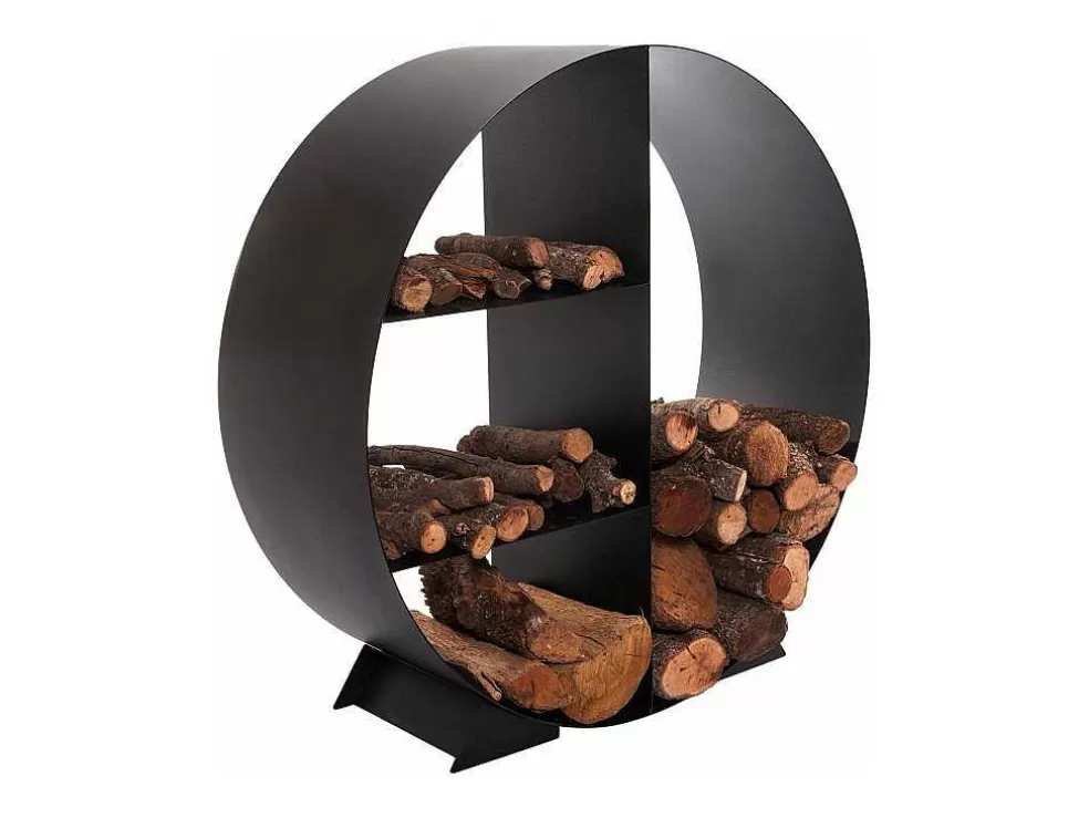 Purline Porte-Bois Circulaire Avec 4 Etageres En Acier Noir* Abrigos De Jardim