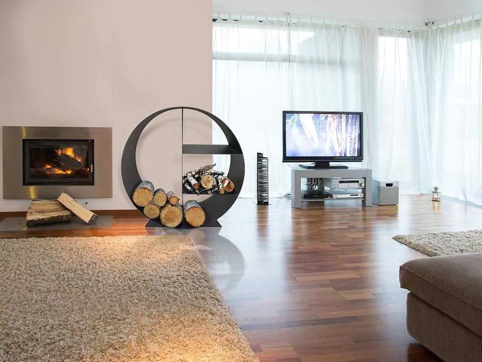 Purline Porte-Bois Circulaire Avec 4 Etageres En Acier Noir* Abrigos De Jardim