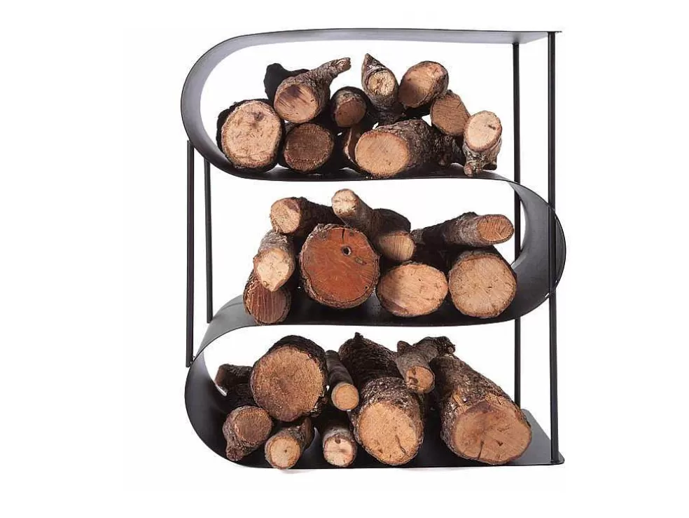 Purline Porte-Buches Avec 3 Etageres En Acier Emaille Noir* Abrigos De Jardim
