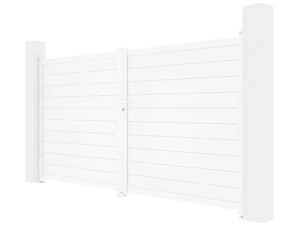 EXPERTLAND Portão De Batente Aluminio C355 X A181 Cm Branco - Nazario* Porta E Portão