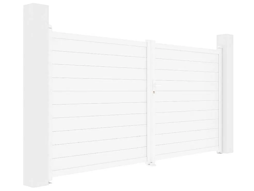 EXPERTLAND Portão De Batente Aluminio C355 X A181 Cm Branco - Nazario* Porta E Portão