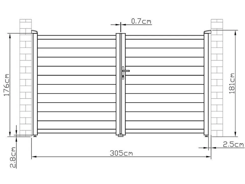 EXPERTLAND Portão De Batente Aluminio C305 X A181 Cm Branco - Nazario* Porta E Portão